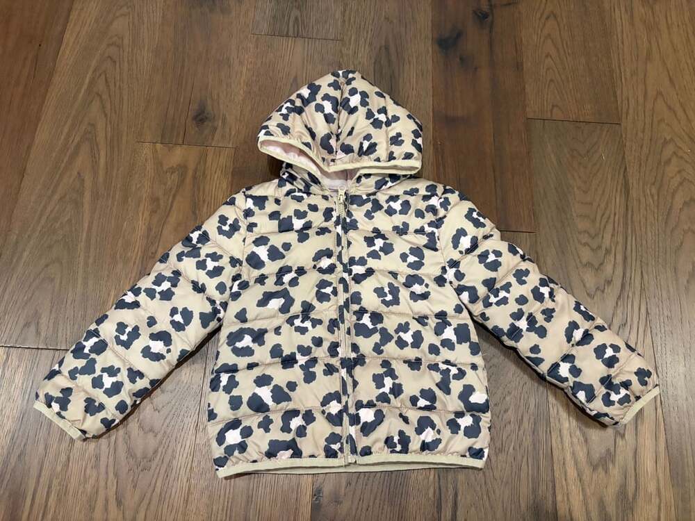 Epic Threads Puffer Jacket Size 5 Leopard Print Hooded Winter Coat